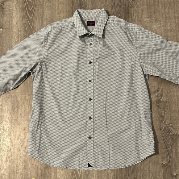 Untuckit Men’s XL Valdonica Long Sleeve Button Up Blue Geometric Patterned Shirt
